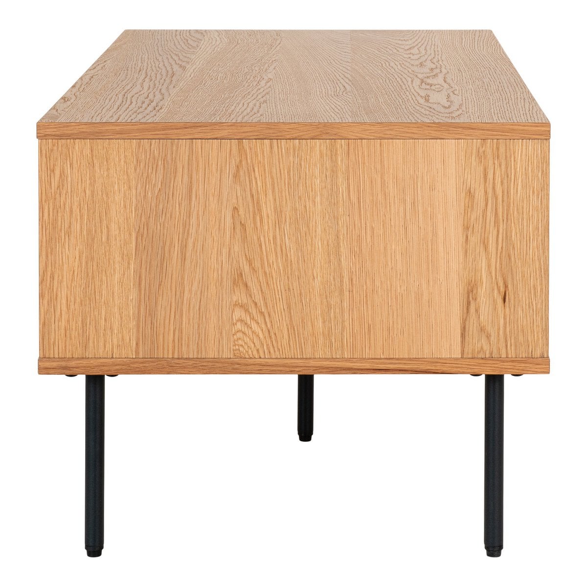 Kyoto Coffee Table - Coffee Table, oak veneer, black metal legs, 2 drawers, 50x100x45 cm