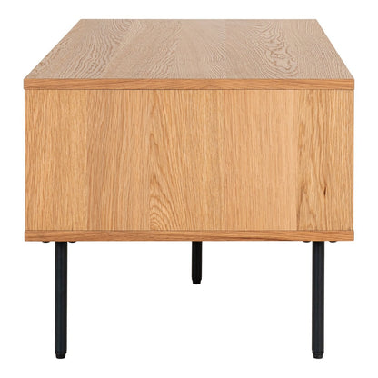 Kyoto Coffee Table - Coffee Table, oak veneer, black metal legs, 2 drawers, 50x100x45 cm