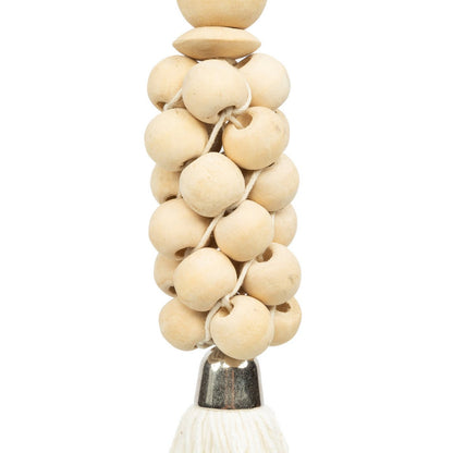 The Wooden Beads Keychain - Natural White
