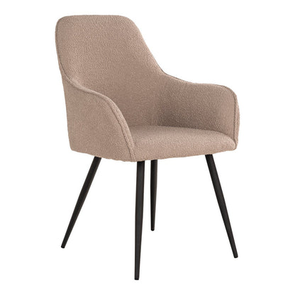 Chaise de salle à manger Harbo - Bouclé beige, pieds noirs - Pack de 2