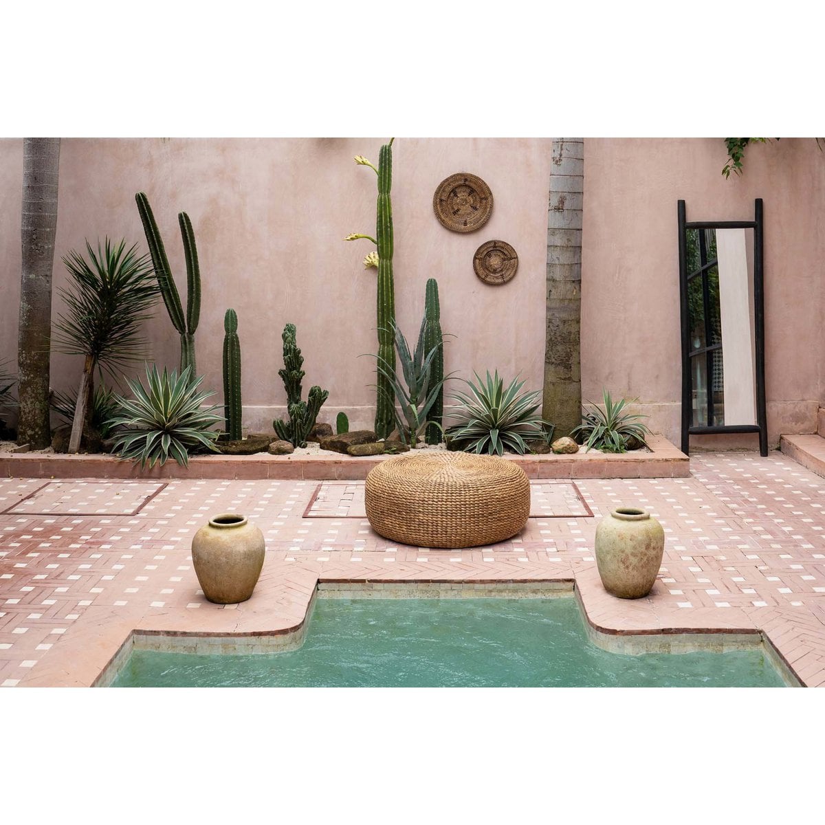 Natural Hyacinth Pouffe Ottoman - Medium Size