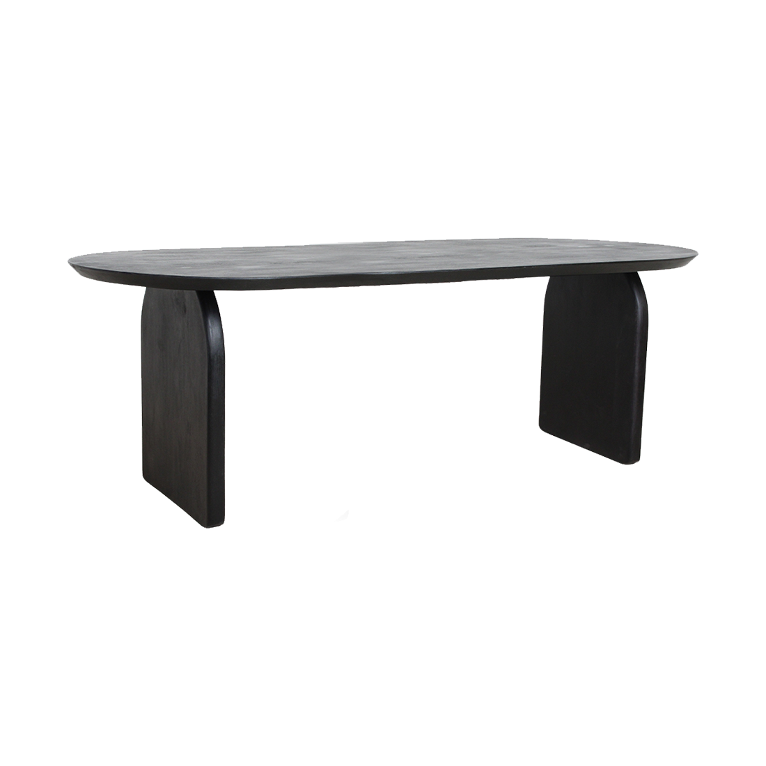 Mango Wood Dining Table - Black Bullnose Design, Closed Chassis