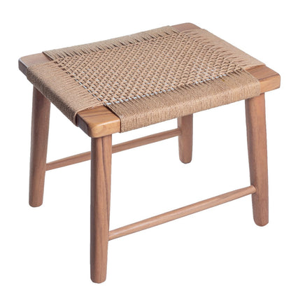 Trembesi Wood Stool – Large Woven Recycled Paper Seat