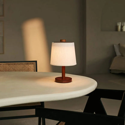 Rover Chestnut Brown Wooden Rechargeable Lamp | Cordless, Dimmable & Linen Blend