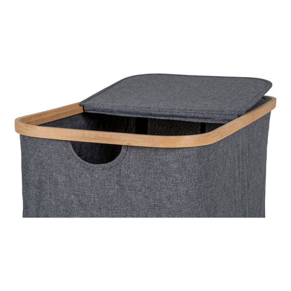 Bamboo Laundry Basket - Dark Grey Textile Liner, 54 cm