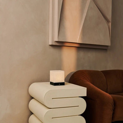Zano Black Wireless Lamp with Battery | Linen Blend, LED & Three Light Modes