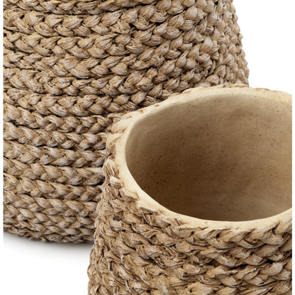 Concrete Planter - Small Braided Fake Planter - Natural Finish