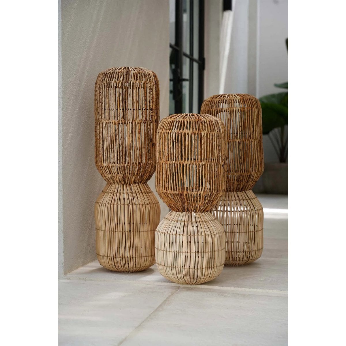 Rattan Pendant Light - Natural Banana Leaf Weave - Large