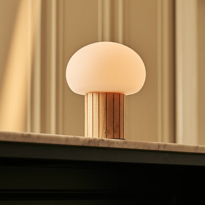 Pieter Light Brown Rechargeable Table Lamp | Cordless, 3 Light Modes & Glass Lampshade