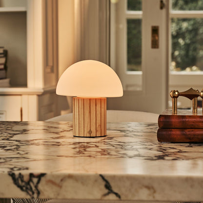 Siebe Light Brown Rechargeable Table Lamp | Dimmable, Modular Lampshade & 3 Light Colors