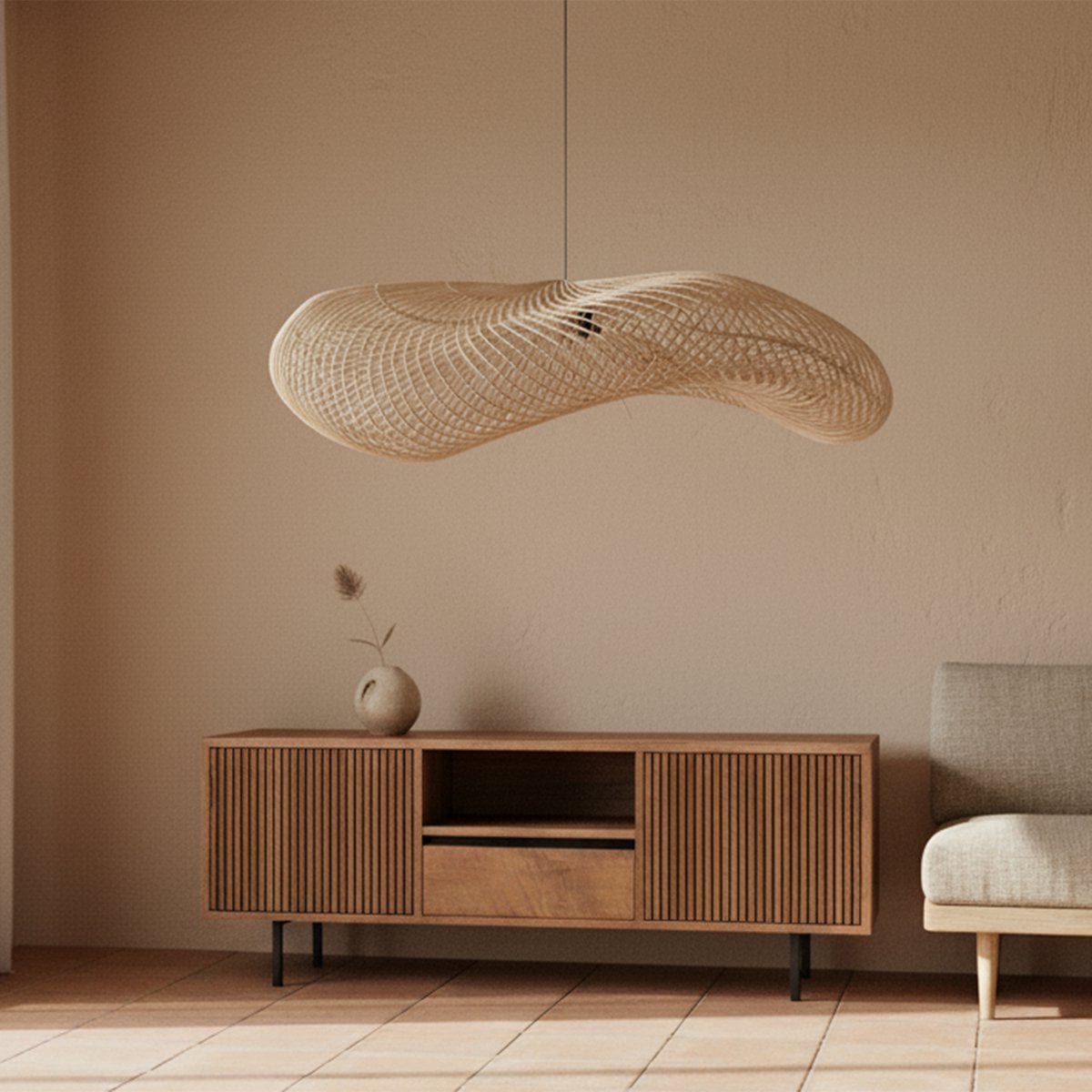 Rotan Hanglamp – Wave XXL Natuurlijke Hanglamp, 115cm