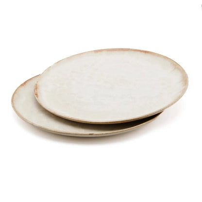 Ceramic Salad Plate - White & Gold Accent, Portuguese Design
