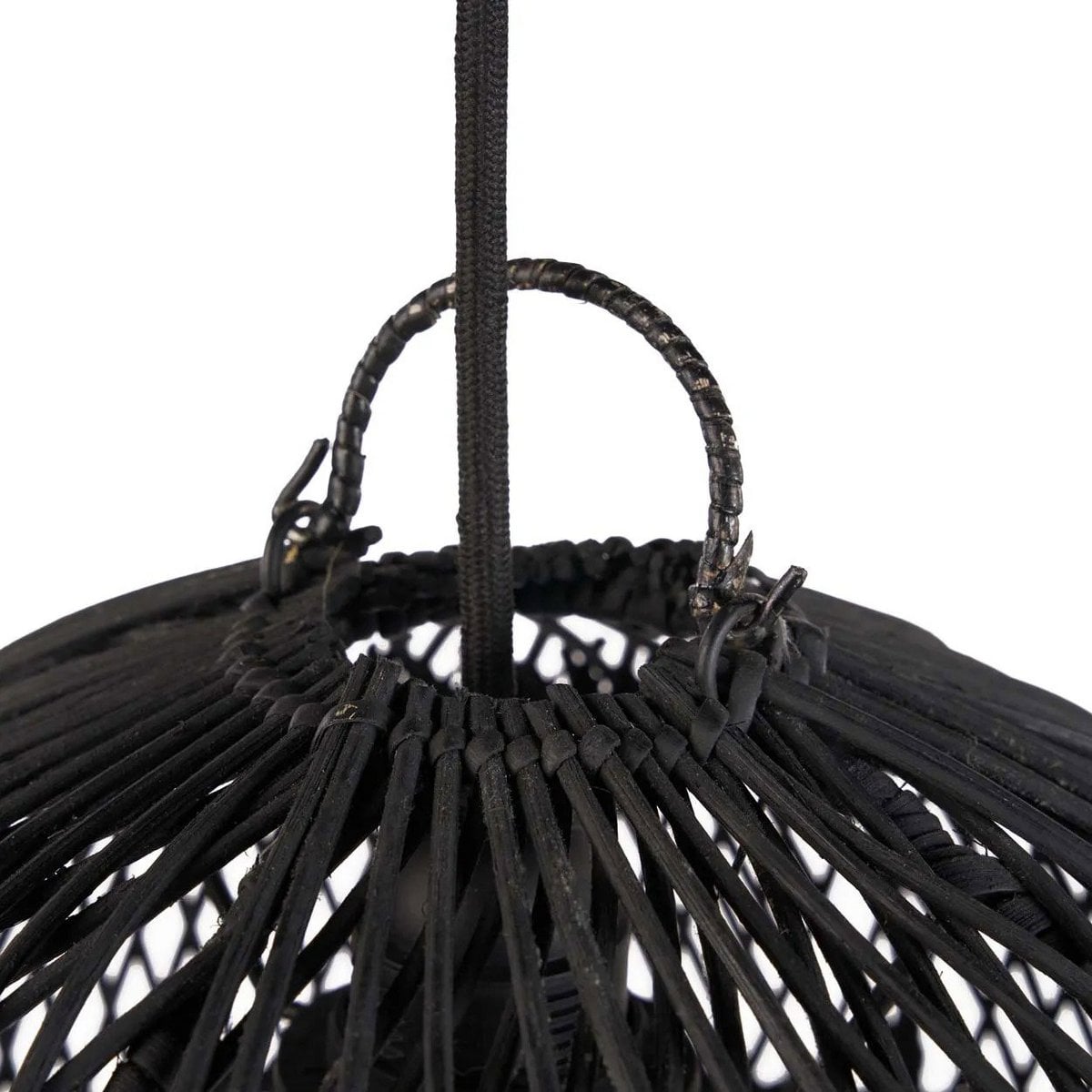 Rattan Pendant Light - Black Bubble Lamp, Small