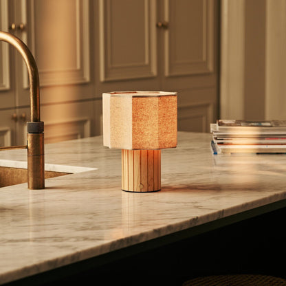 Channa Light Brown Rechargeable Table Lamp | Linen Blend, Stylish & Functional