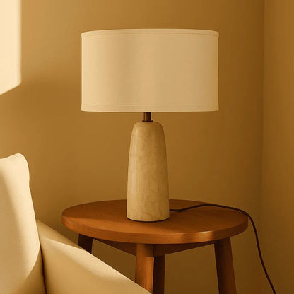 Marble Table Lamp with Cotton Shade – Elegant Design