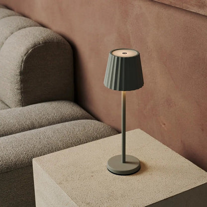 Maya Shadow Grey Ribbed Table Lamp | 3 Light Modes & Rechargeable via Charging Station
