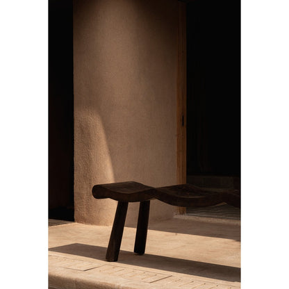 Mango Wood Wave Bench - Dark Walnut Finish - Medium