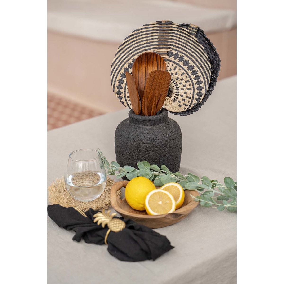 Terracotta Vase - Black Rustic Peaky Vase - Small