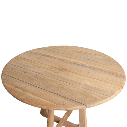 Teak Garden Table - Round Outdoor Dining Table, 100cm
