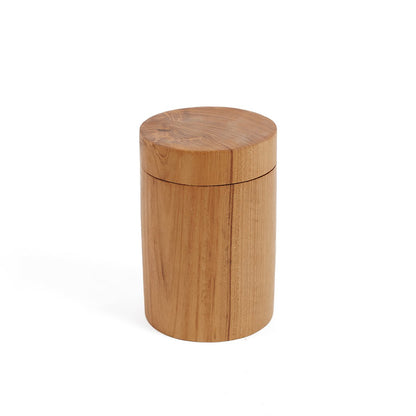 Teak Wood Storage Jar - Large Hand-Carved Decorative Container