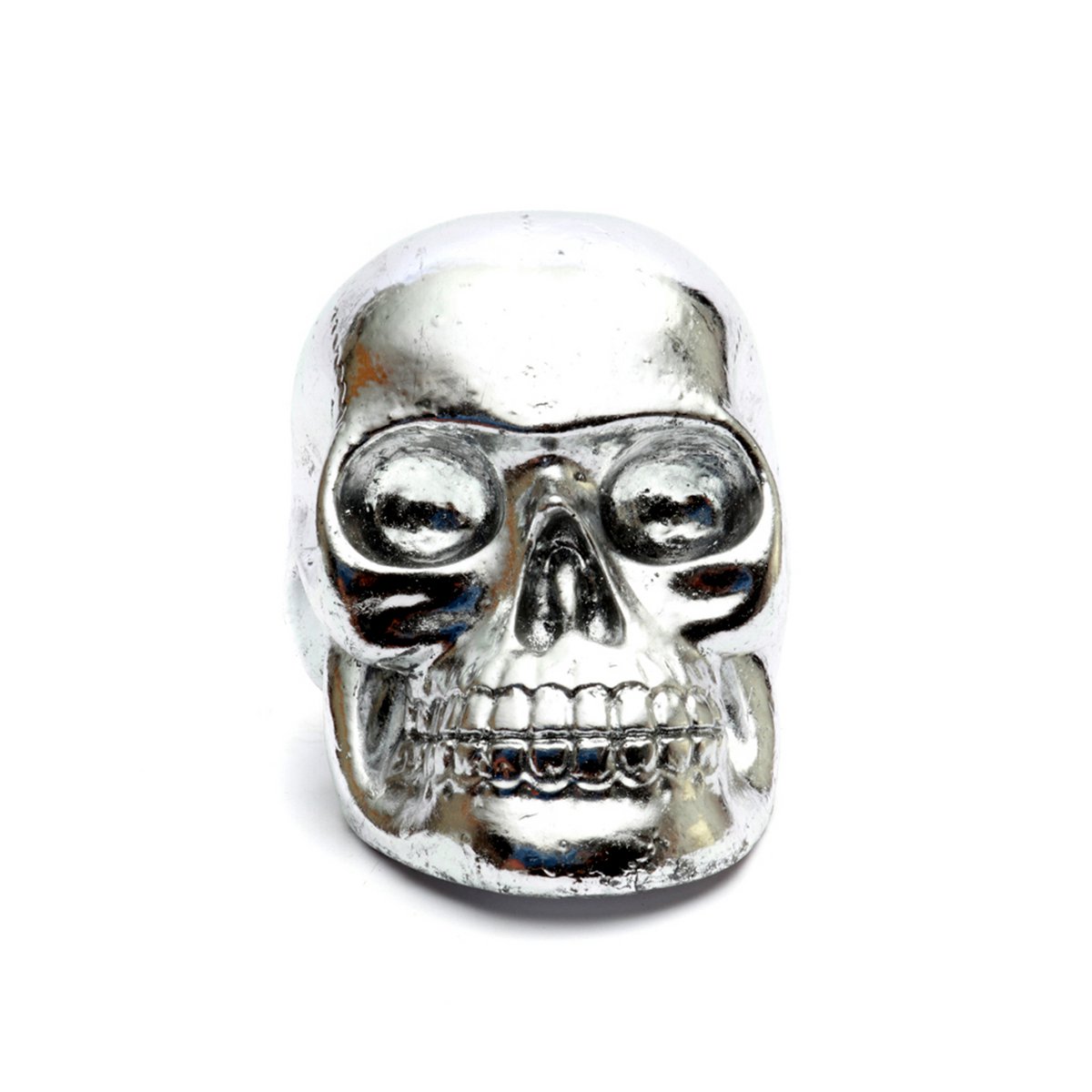 Resin Skull Statue - Silver Finish, Medium Size