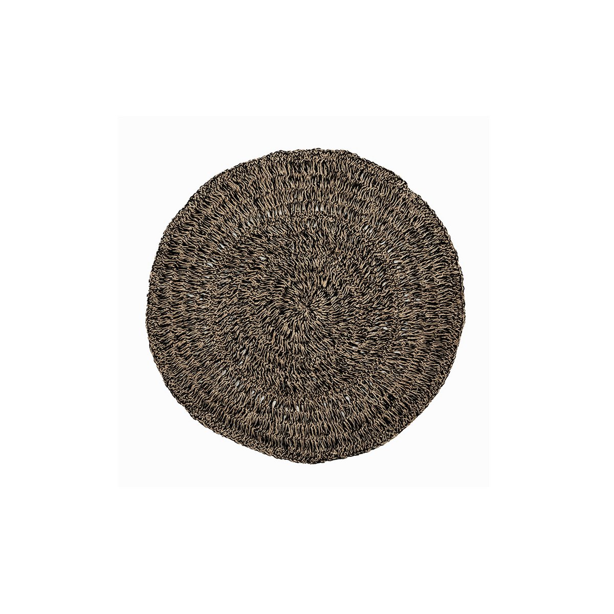 Seagrass Area Rug - Natural Black Round Carpet, 100cm