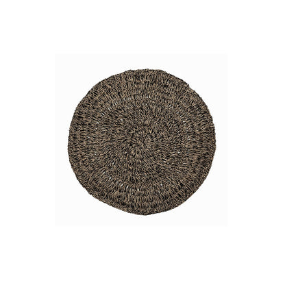 Seagrass Area Rug - Natural Black Round Carpet, 100cm