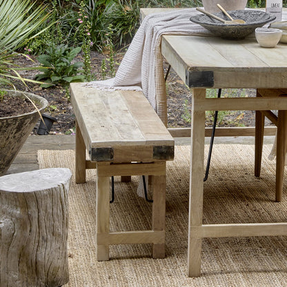 Limewash Folding Dining Bench – Rustic Seating, 120/160 cm