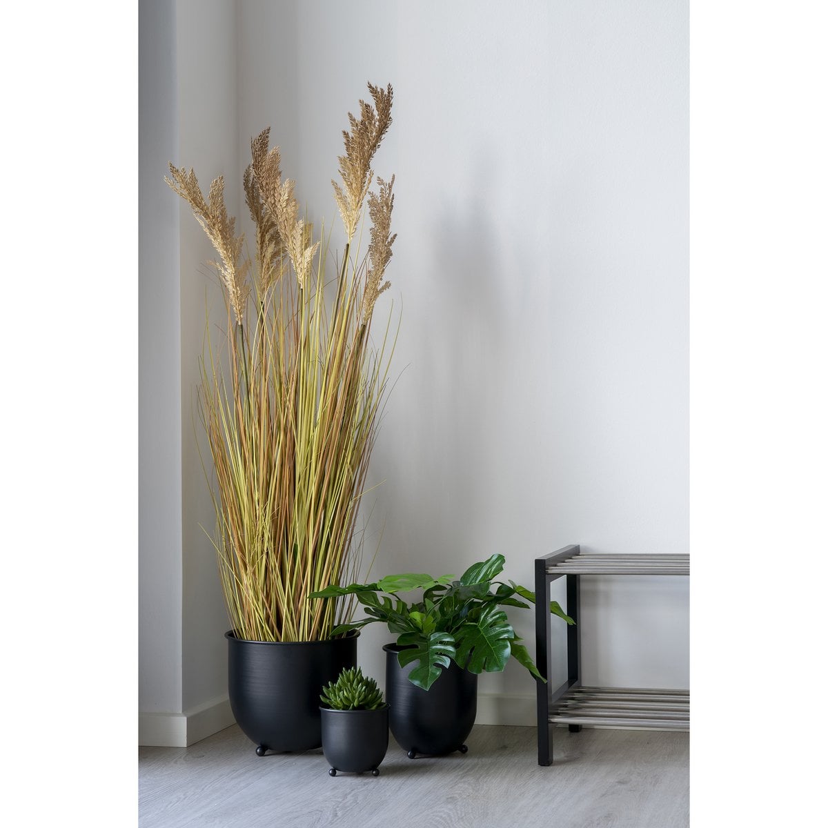 Metal Plant Pots - Black, Set of 3 - Modern Indoor Flowerpots