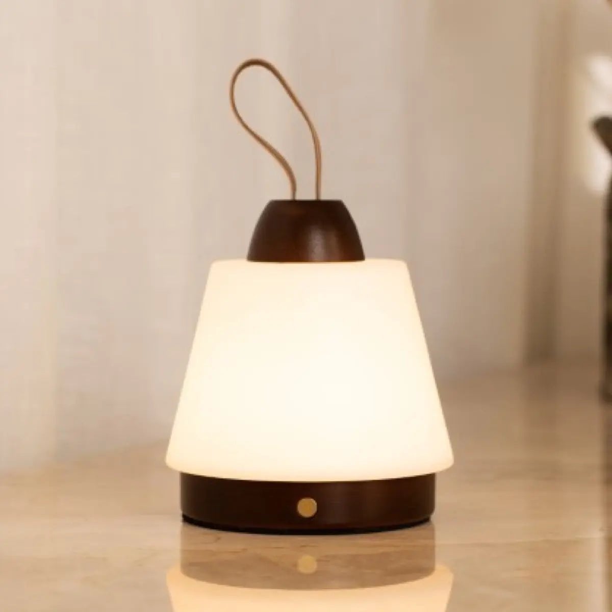 Dark Brown Rechargeable Table Lamp – Leather Strap & 3 Light Modes