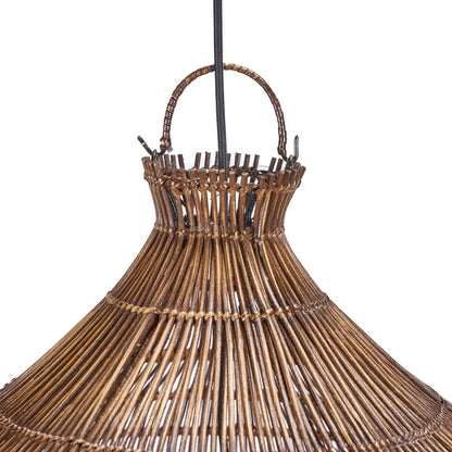 Rattan Pendant Light - Dark Walnut Gourd Shape - Large