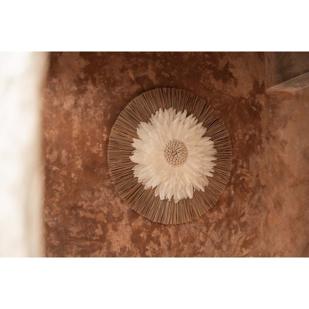 Feather Juju Wall Hanging - Natural White, Alang Alang & Cowrie Shells