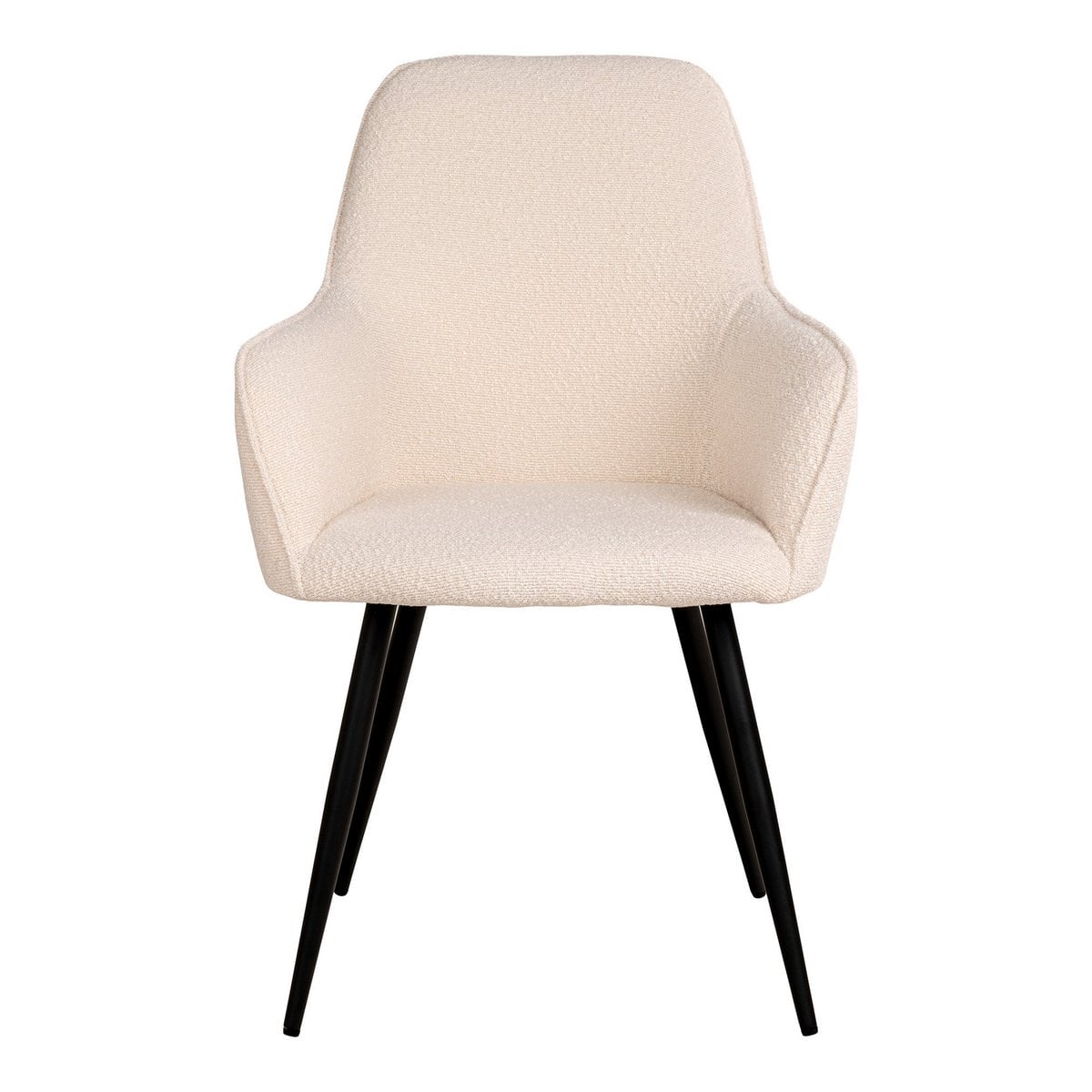Harbo Dining Chair - Blanc Bouclé, Pieds Noirs - Ensemble de 2
