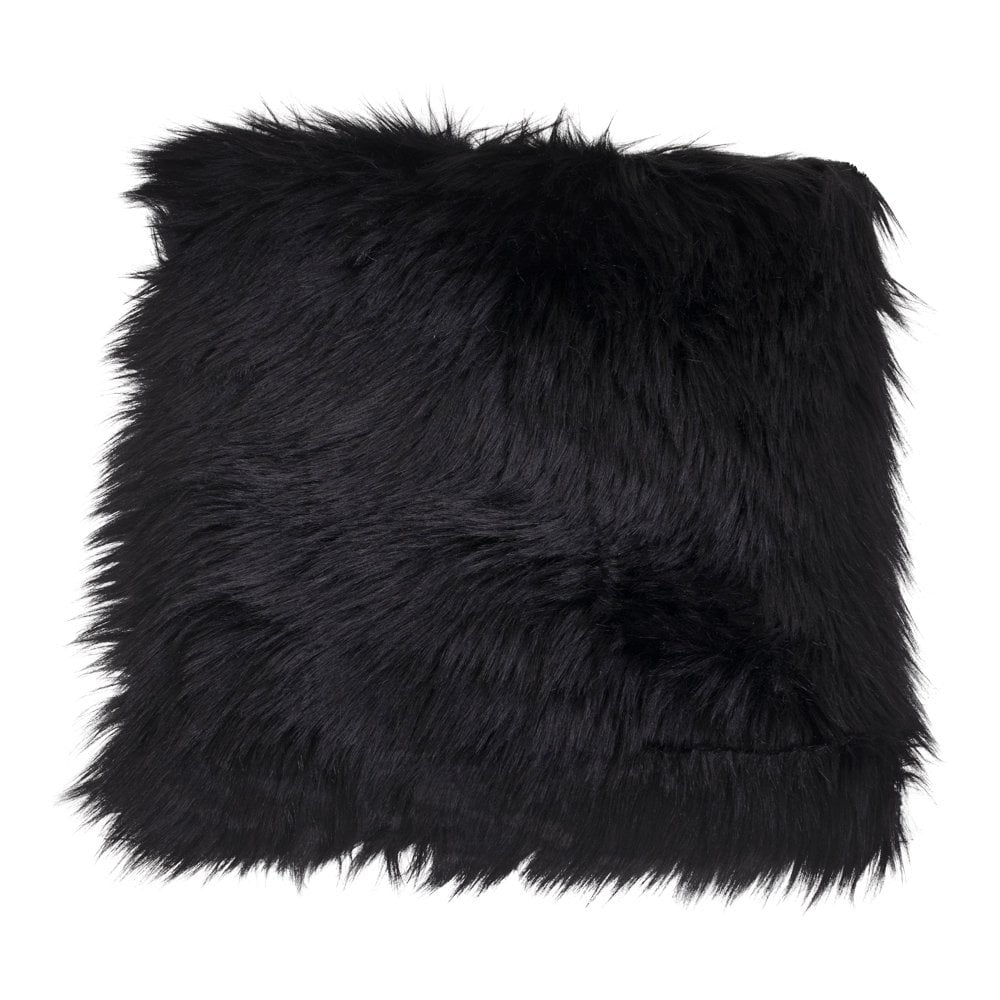 Housse de siège en fausse fourrure mouton - Noir, Polyester, 40x40x6,5 cm