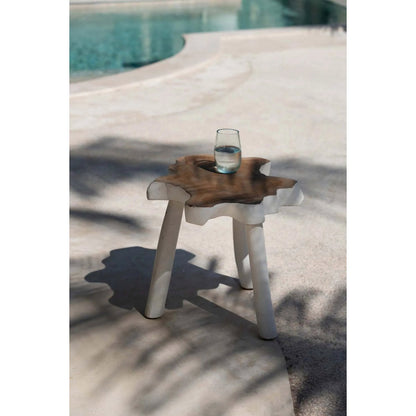 Rattan Side Table - Natural White Organic Accent Table