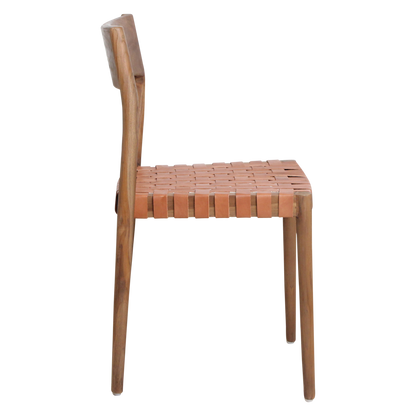 Freya teak dining room chair with leather - Natural