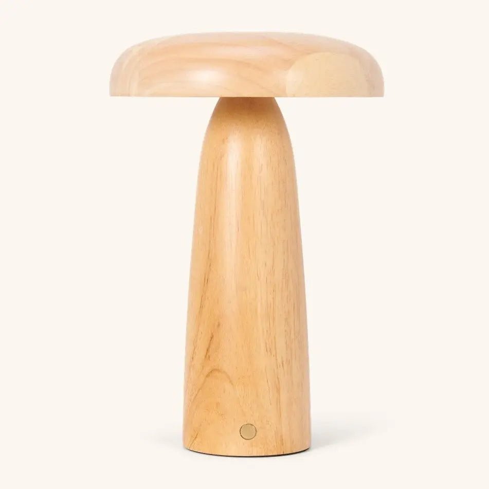 Wooden Table Lamp Light Brown | Cordless Rechargeable Dimmable