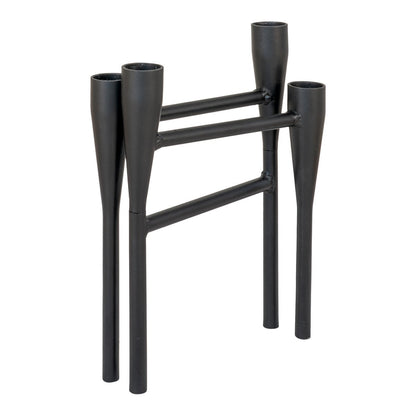 Candle Holder - Steel, Black - 15x28x21 cm