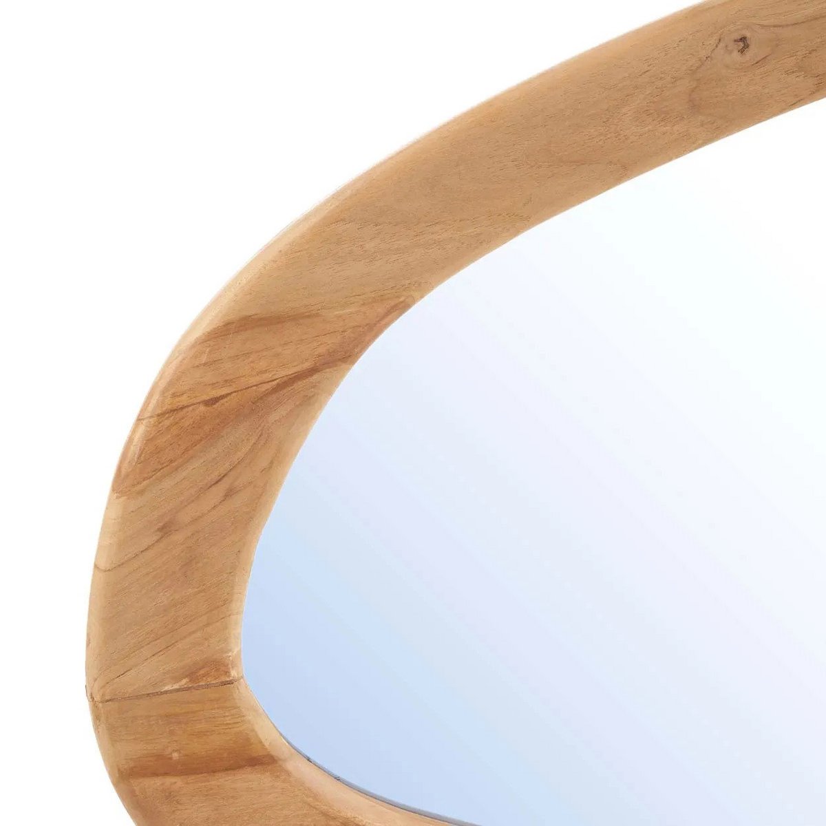 Teak Wood Wall Mirror - Organic Style, Natural Finish, XL