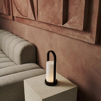 Scandinavian Wooden Table Lamp – Cordless Dimmable LED, Dark Brown