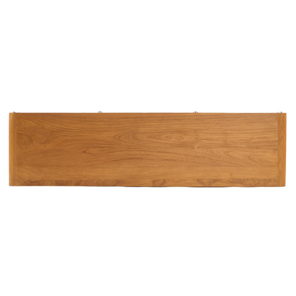 Teak and Rattan TV Stand - Mid-Century Modern Dune Cabinet, Natural
