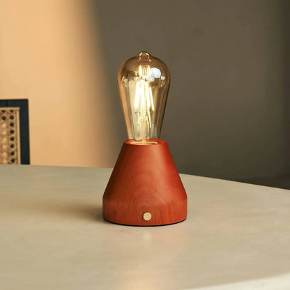Zavi Chestnut Brown Rechargeable Table Lamp | LED, Cordless & 80-Hour Battery Life