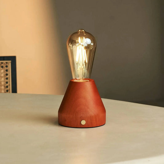 Zavi Chestnut Brown Rechargeable Table Lamp | LED, Cordless & 80-Hour Battery Life