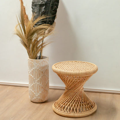 Rattan Side Table - Round Coffee Table LUHU Ø45cm - Beige