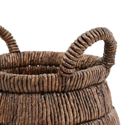 Banana Leaf Storage Basket – Handwoven Triangular Basket with Handles