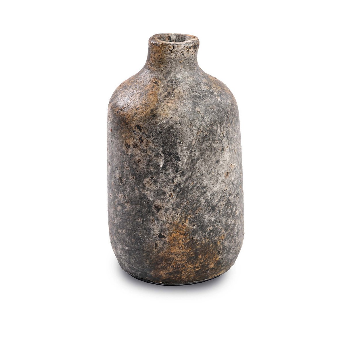 Handcrafted Terracotta and Rattan Rustic Vase - Large, Antique Grey