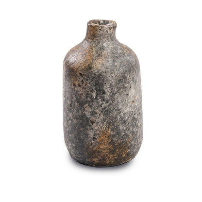 Handcrafted Terracotta and Rattan Rustic Vase - Large, Antique Grey