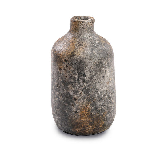 Handcrafted Terracotta and Rattan Rustic Vase - Large, Antique Grey