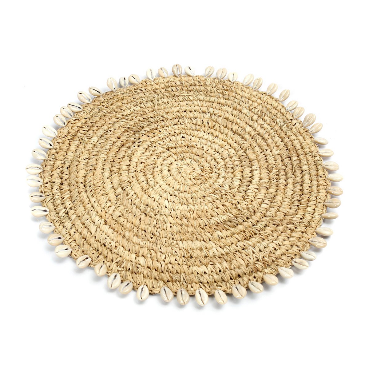 Raffia Placemat with Shells - Natural Coastal Table Decor
