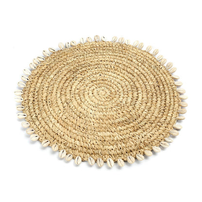 Raffia Placemat with Shells - Natural Coastal Table Decor